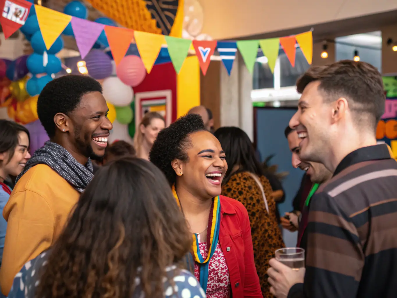A vibrant scene of community members participating in a social event organized by A.A.P.I.S.E., showcasing the association's efforts to build connections and foster a sense of belonging.